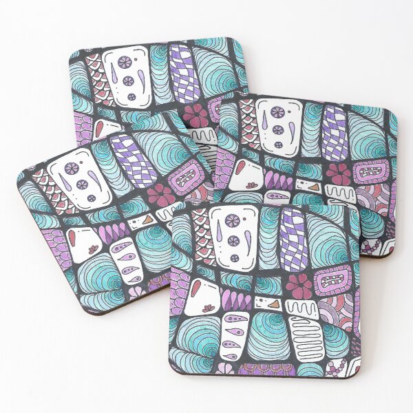 Item preview, Nelly - Hand Drawn Turquoise Purple Wave Pattern designed and sold by AJPrettyObscene.