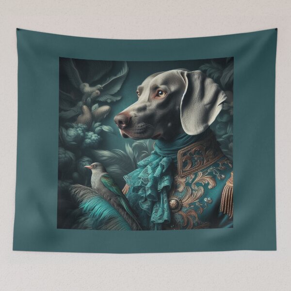 Item preview, Noble Weimaraner in Teal Renaissance Elegance designed and sold by WeimTrails.