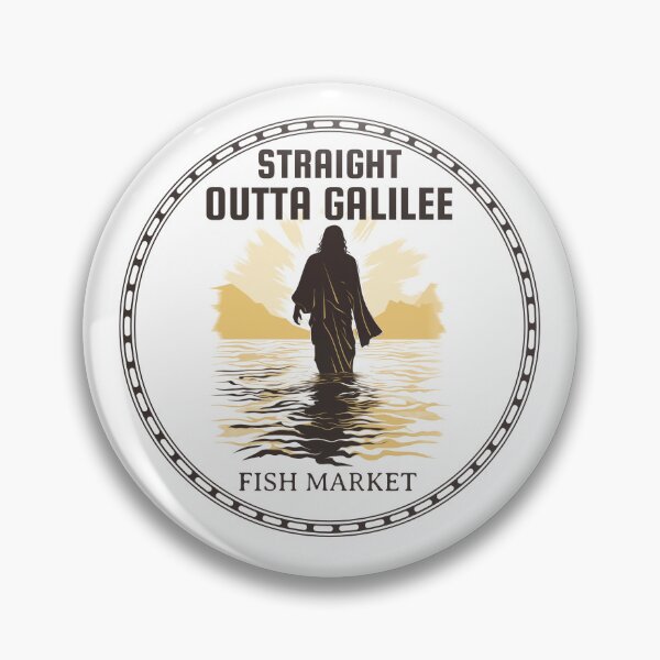 Item preview, Straight Outta Galilee Fish Market, Funny Christian Humor Christ Follower Walk on Water designed and sold by BriAngelaBubbleDesigns.