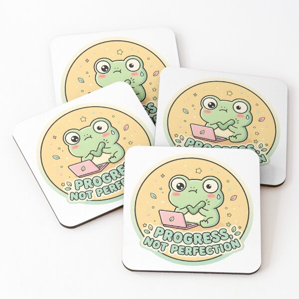Item preview, Progress Not Perfection Frog Kawaii Sticker designed and sold by PuddlePixels.