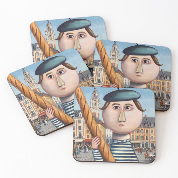 Item preview, Lille France Travel Poster | Character with Baguette in Lille Square designed and sold by LeQuirks.