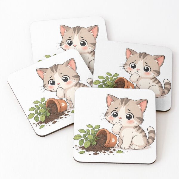 Item preview, Funny Cat Knocked Over Plant Cute Cartoon Design designed and sold by Sadia  Jannat.