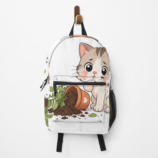 Item preview, Funny Cat Knocked Over Plant Cute Cartoon Design designed and sold by Sadia Jannat.