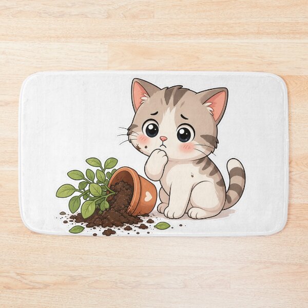Item preview, Funny Cat Knocked Over Plant Cute Cartoon Design designed and sold by Sadia  Jannat.