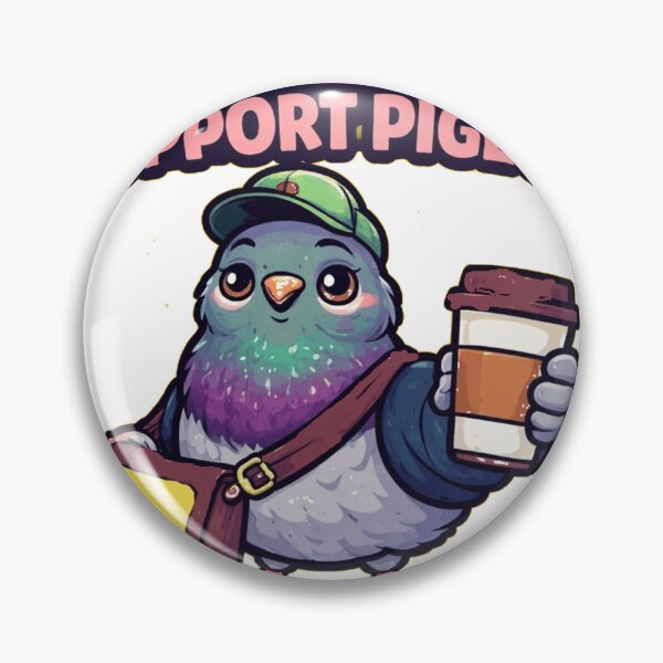 Item preview, Emotional Messenger Pigeon Cute Bird with Coffee and Bag designed and sold by Northern Glow Art.