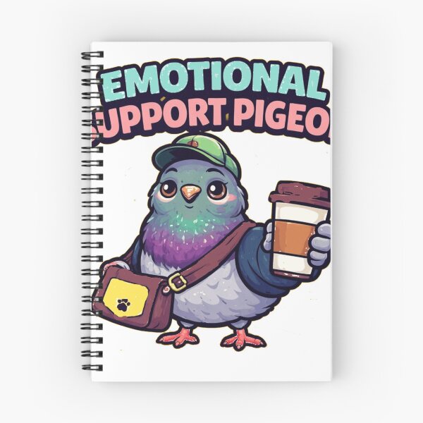 Item preview, Emotional Messenger Pigeon Cute Bird with Coffee and Bag designed and sold by Northern Glow Art.