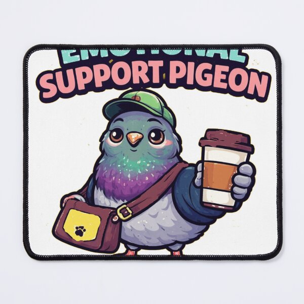 Item preview, Emotional Messenger Pigeon Cute Bird with Coffee and Bag designed and sold by Northern Glow Art.