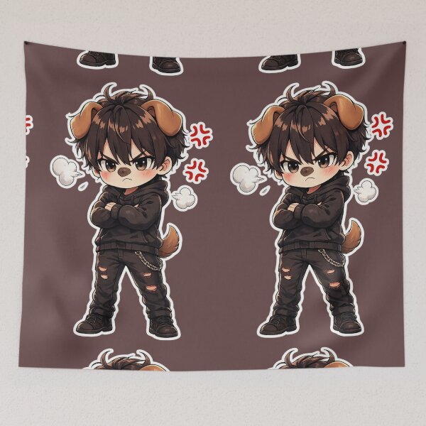 Item preview, Angry Kawaii Anime Boy T-Shirt | Cute Chibi Dog Aesthetic Streetwear Design designed and sold by Bleedinginlove.
