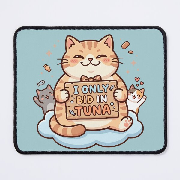 Item preview, Funny Cat Shirt - I Only Bid in Tuna, Cute Chubby Kitty Joke for Pet Lovers designed and sold by RealCuties.