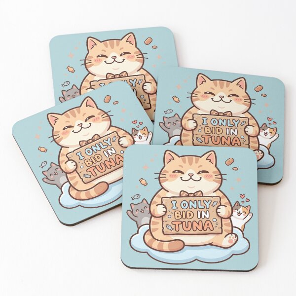 Item preview, Funny Cat Shirt - I Only Bid in Tuna, Cute Chubby Kitty Joke for Pet Lovers designed and sold by RealCuties.