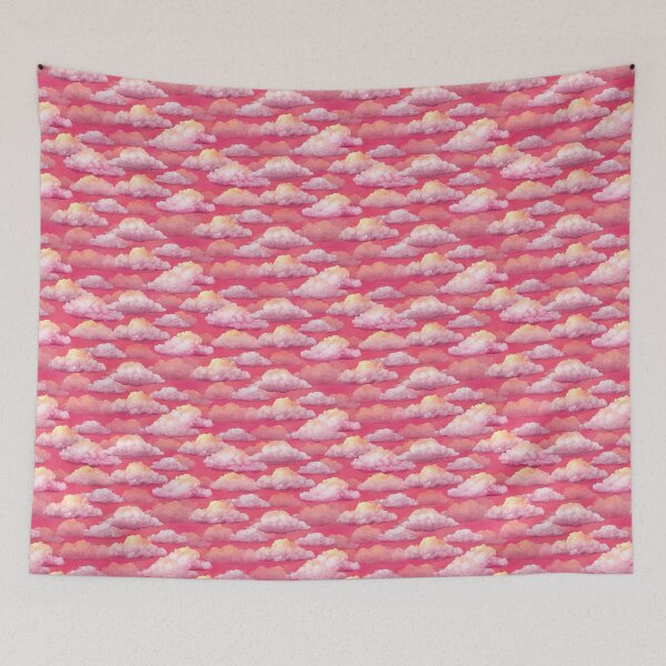 Item preview, Dreamy Pink Sky Watercolor Clouds Pattern designed and sold by NicolasGlowArt.