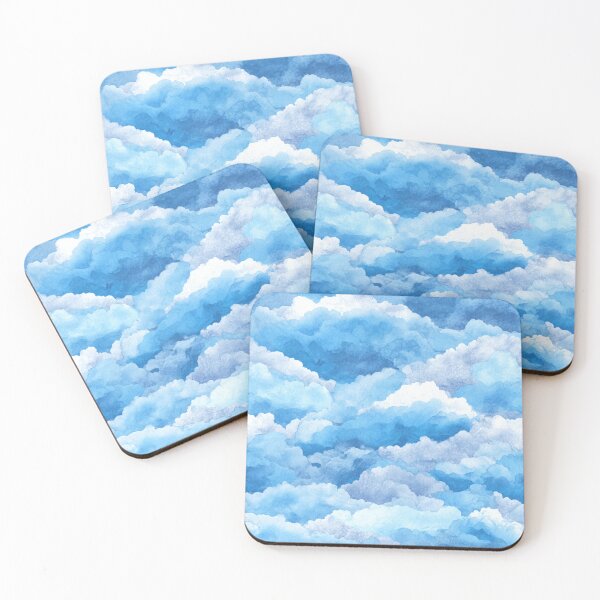 Item preview, Watercolor Blue Sky Clouds Aesthetic Pattern designed and sold by NicolasGlowArt.