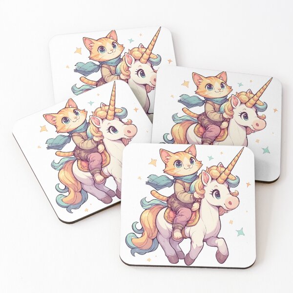 Item preview, Magical Cat Riding a Unicorn – Whimsical Fantasy Illustration designed and sold by Karolina’s Cozy Creations.