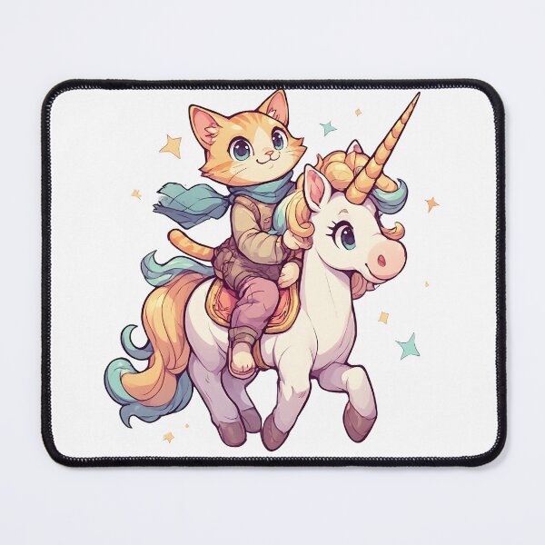 Item preview, Magical Cat Riding a Unicorn – Whimsical Fantasy Illustration designed and sold by Karolina’s Cozy Creations.