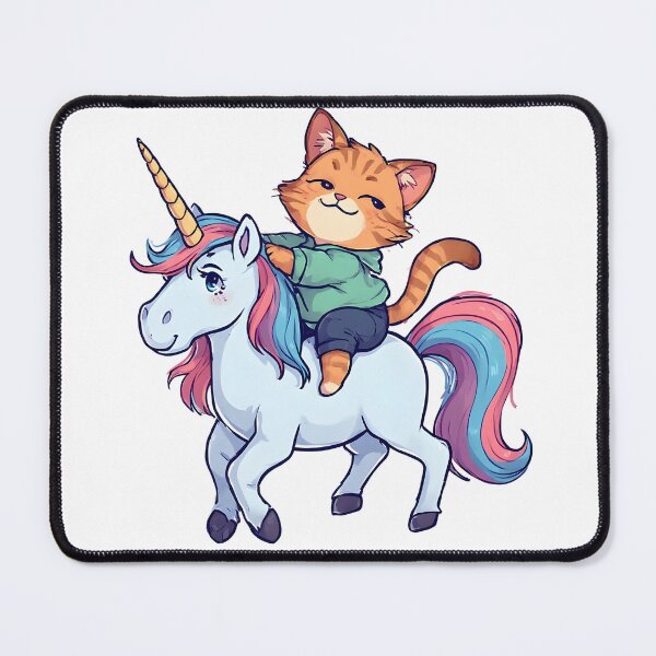 Item preview, Playful Kitten Riding a Rainbow Unicorn – Cute Fantasy Illustration designed and sold by Karolina’s Cozy Creations.
