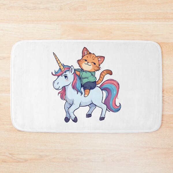 Item preview, Playful Kitten Riding a Rainbow Unicorn – Cute Fantasy Illustration designed and sold by Karolina’s Cozy Creations.