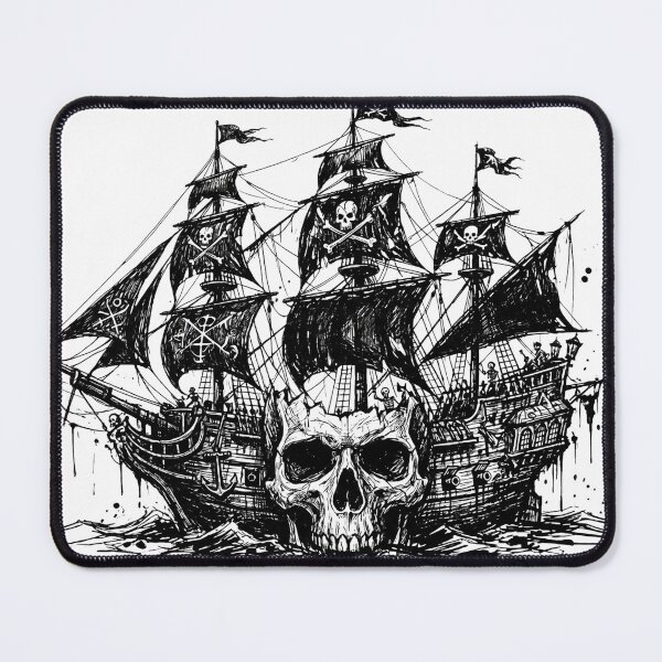 Aperçu de l'œuvre Navire à boussole et crâne de pirate sombre créée et vendue par Hoffmann-Shop.