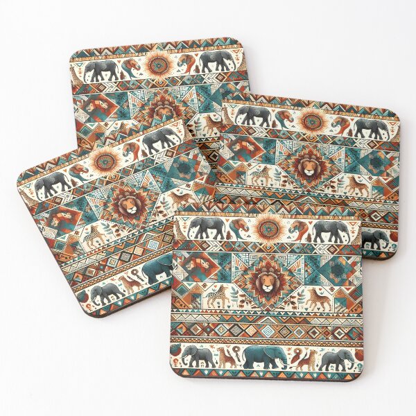 Item preview, African Safari Wildlife Tribal Geometric Pattern Art designed and sold by Apex Designs.