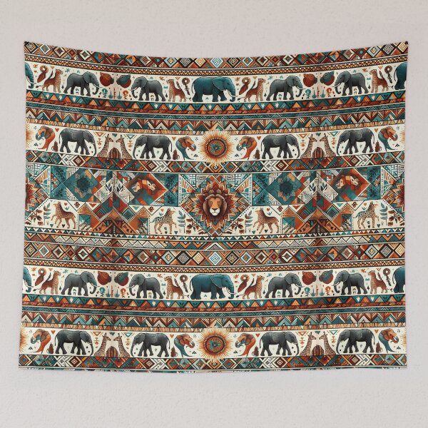 Item preview, African Safari Wildlife Tribal Geometric Pattern Art designed and sold by Apex Designs.