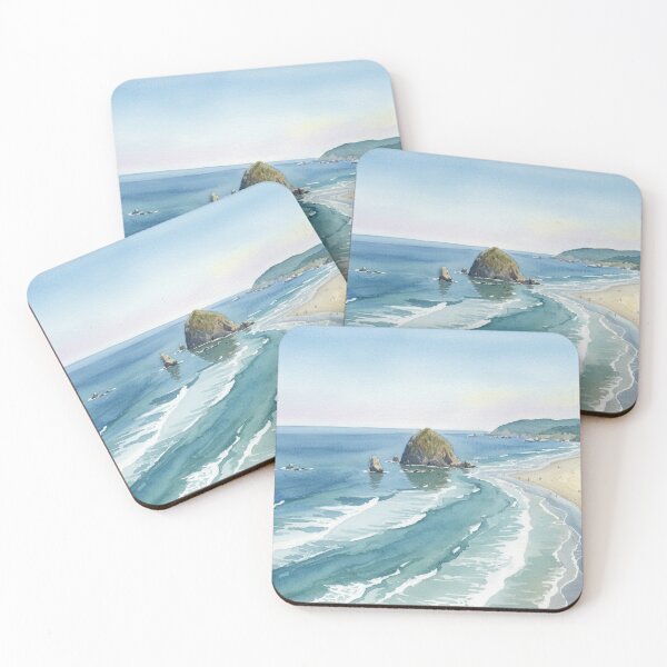 Item preview, Watercolor Haystack Rock Painting – Cannon Beach Oregon Art, Coastal Wall Decor, Pacific Northwest Seascape designed and sold by Tempraneo Photo.