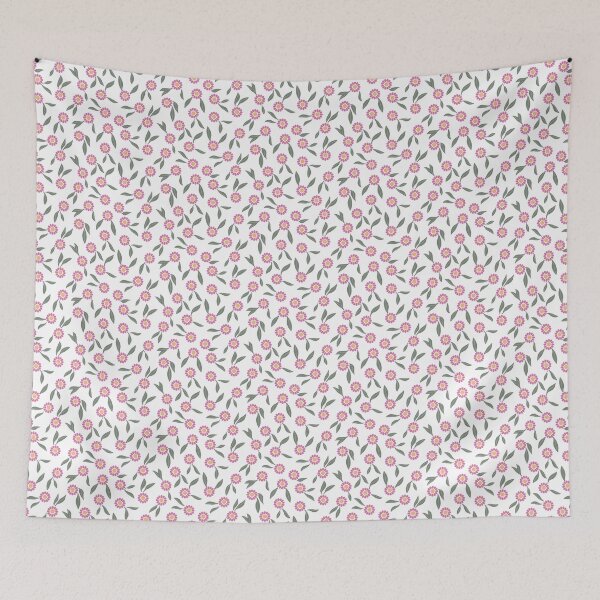 Item preview, Tossed Flowers - Aegean Summer - Pink White designed and sold by Stephanie Fiona Design.