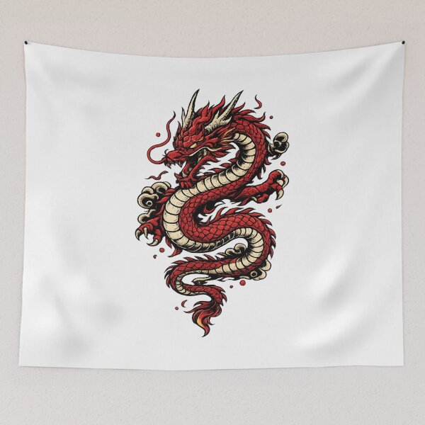 Item preview, Japanese Dragon Tattoo Style Red Dragon Design designed and sold by Drip5.