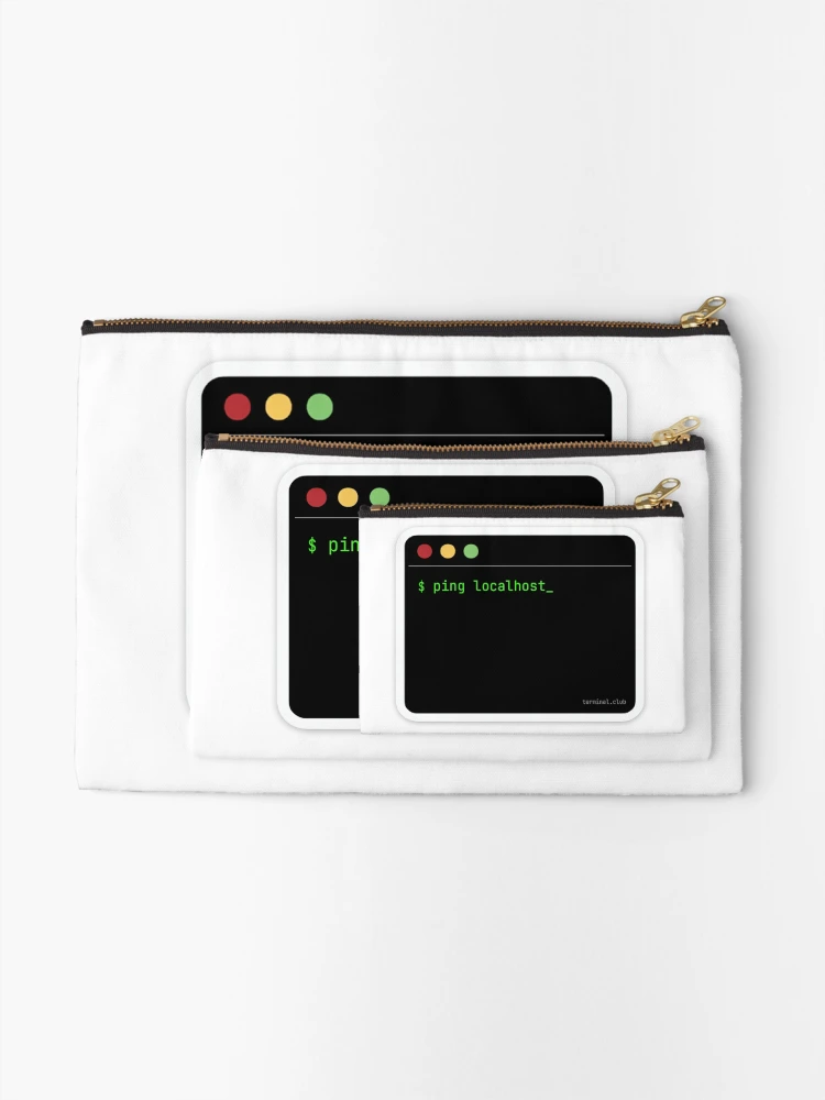 Thumbnail 2 of 4, Zipper Pouch, ping localhost – Minimal Developer Command designed and sold by TerminalClub.