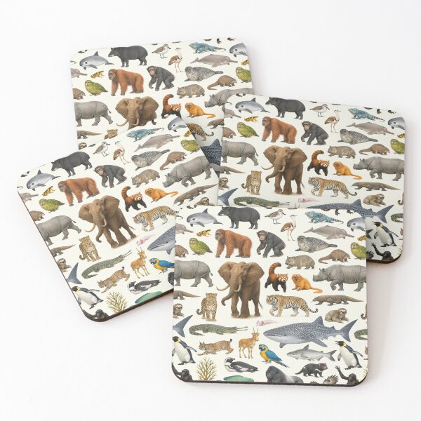 Item preview, Endangered Animals Retro Style Wildlife Identification Chart designed and sold by kakarikihill.