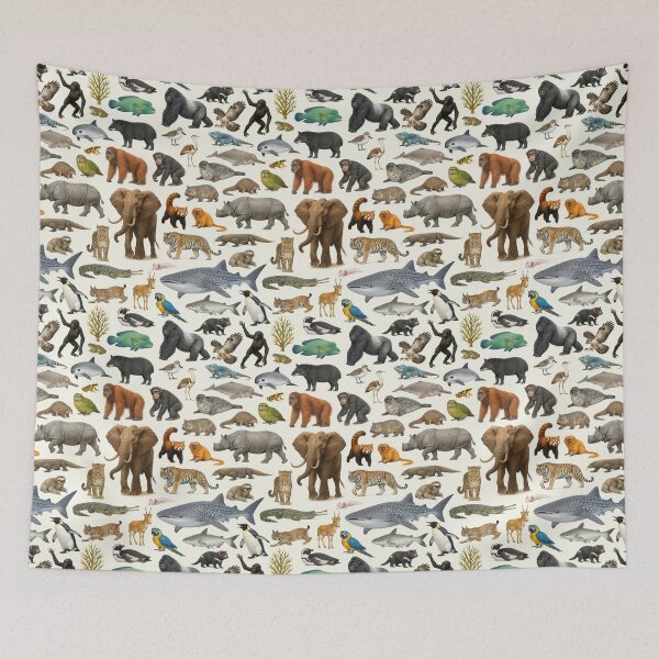 Item preview, Endangered Animals Retro Style Wildlife Identification Chart designed and sold by kakarikihill.