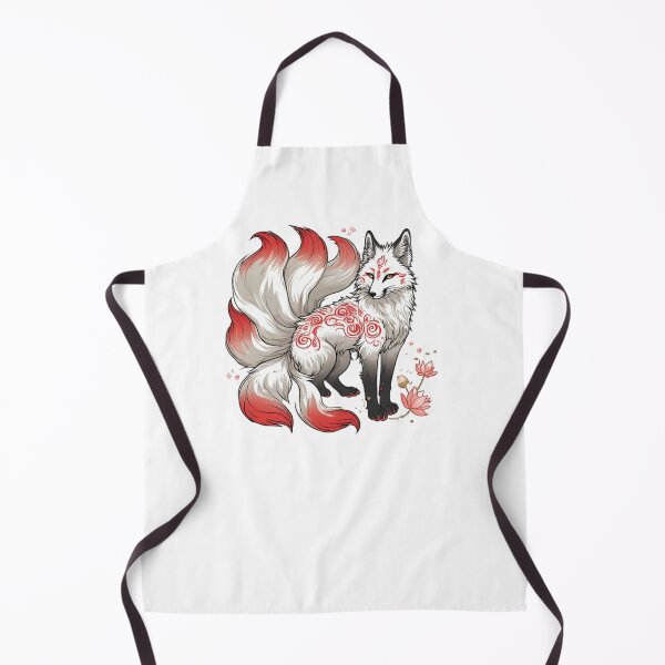 Item preview, Kitsune Fox Art Print – Nine Tailed Fox Spirit with Lotus, Japanese Mythology designed and sold by ukiyo-beasts.