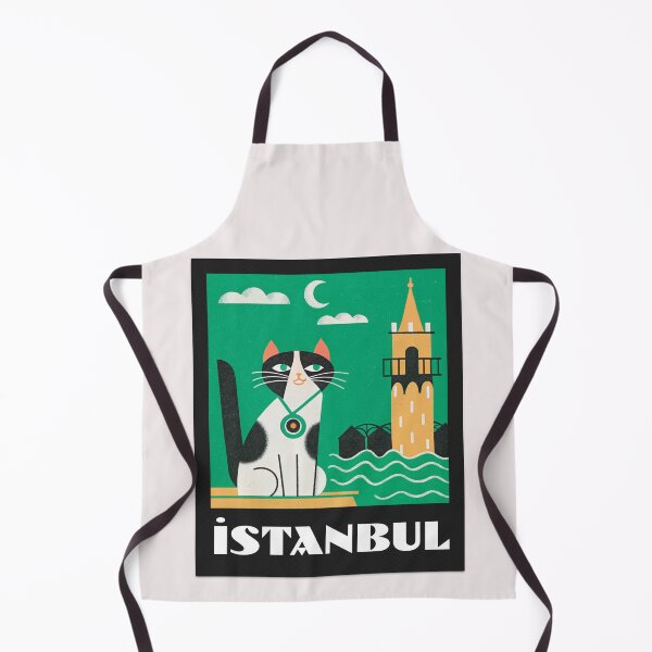 Item preview, Minimalist Istanbul Cityscape with Tuxedo Cat Art designed and sold by asliberry.