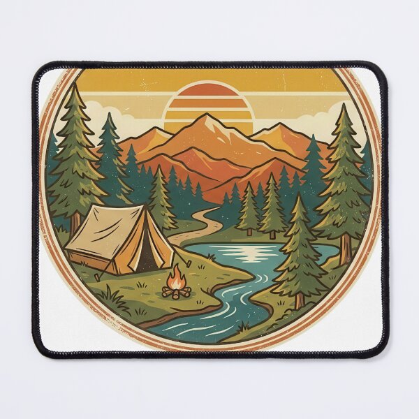 Item preview, Vintage Camping Mountains Sunset – Outdoor Adventure Nature Desig designed and sold by JA World - Art & Design.