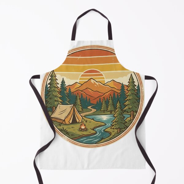 Item preview, Camping Vintage Montañas Atardecer – Diseño aventura naturaleza designed and sold by JA World - Art & Design.