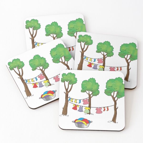Item preview, Washing laundry on a line between trees designed and sold by sonaadalian.