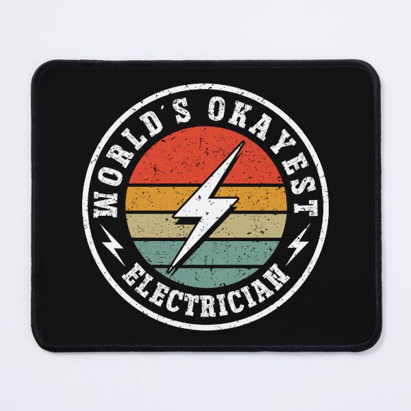 Item preview, World´s Okayest Electrician - Funny Quote Electric ThunderBolt Vintage Retro Sunset Badge designed and sold by Dmetalx Art Apparel.