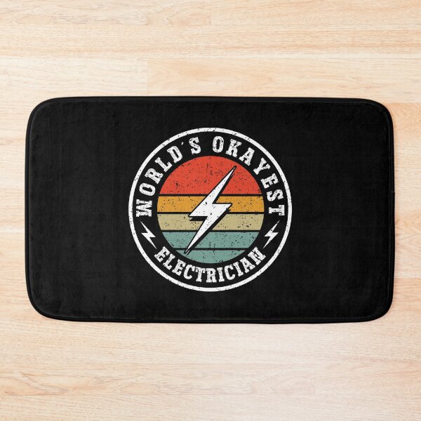 Item preview, World´s Okayest Electrician - Funny Quote Electric ThunderBolt Vintage Retro Sunset Badge designed and sold by Dmetalx Art Apparel.