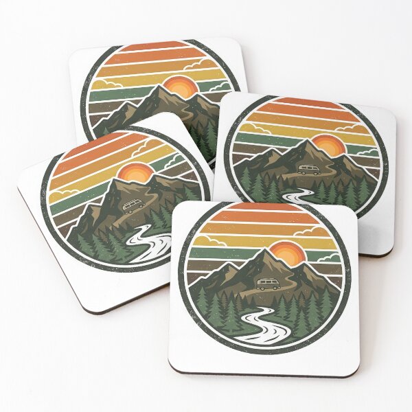 Item preview, Vintage Vanlife Sunset Mountains – Roadtrip Camper Adventure Design designed and sold by JA World - Art & Design.