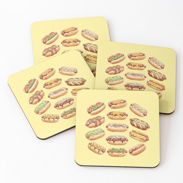 Item preview, Vintage Watercolor Hot Dog Pattern – Cute Gourmet Sausage Illustration designed and sold by Verycutethings.