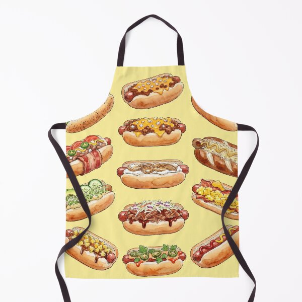 Item preview, Vintage Watercolor Hot Dog Pattern – Cute Gourmet Sausage Illustration designed and sold by Verycutethings.