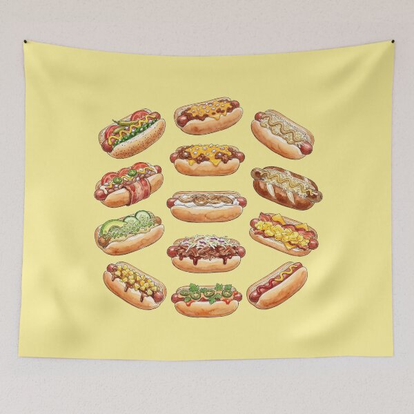 Item preview, Vintage Watercolor Hot Dog Pattern – Cute Gourmet Sausage Illustration designed and sold by Verycutethings.
