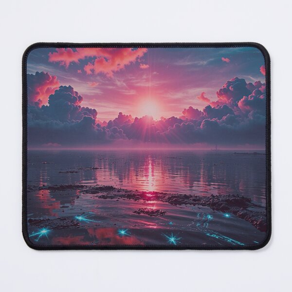 Item preview, Dreamy Neon Sunset Ocean Landscape Wall Art designed and sold by BeautifulVirtues.