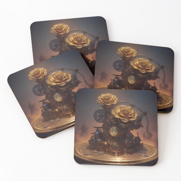 Item preview, Golden Clockwork Roses: A Steampunk Floral Masterpiece designed and sold by Serene Strokes Art.