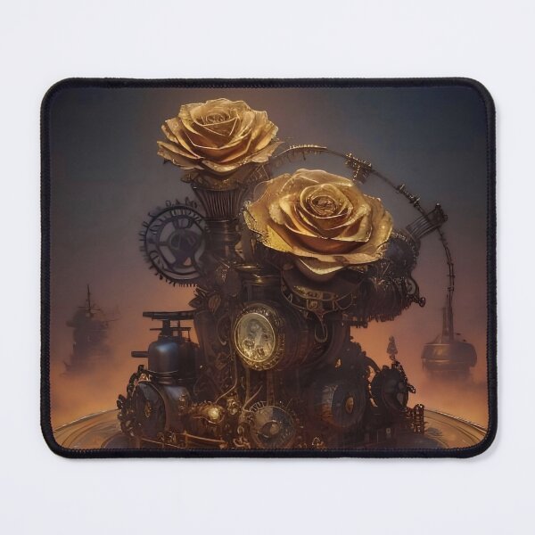 Item preview, Golden Clockwork Roses: A Steampunk Floral Masterpiece designed and sold by Serene Strokes Art.