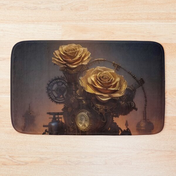Item preview, Golden Clockwork Roses: A Steampunk Floral Masterpiece designed and sold by Serene Strokes Art.