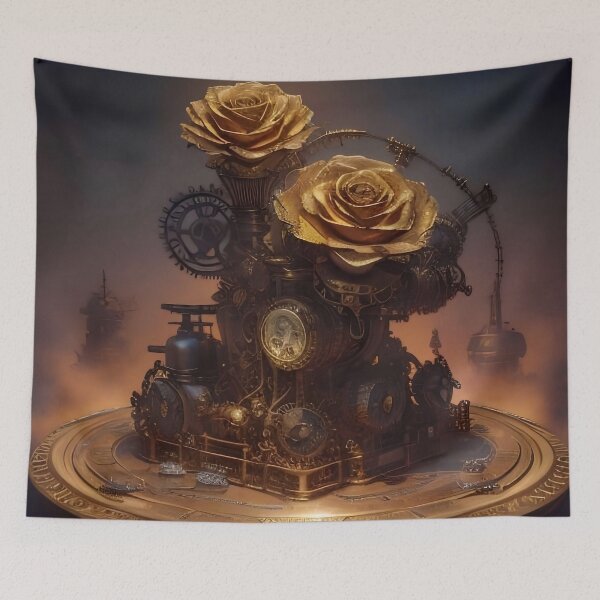 Item preview, Golden Clockwork Roses: A Steampunk Floral Masterpiece designed and sold by Serene Strokes Art.
