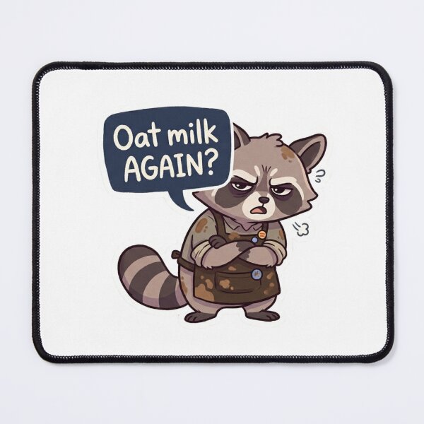 Item preview, Grumpy Raccoon Barista Oat Milk Again Funny designed and sold by Arqon.
