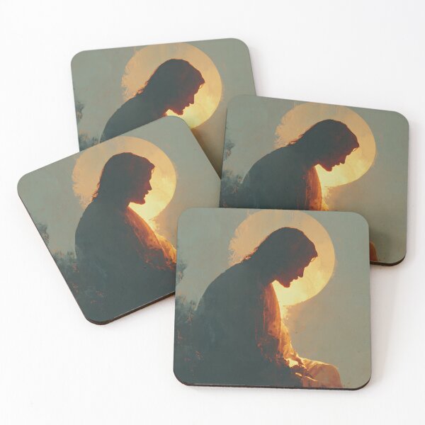 Item preview, Jesus in Contemplation Warm Divine Glow Minimal Spiritual Art designed and sold by daila70.