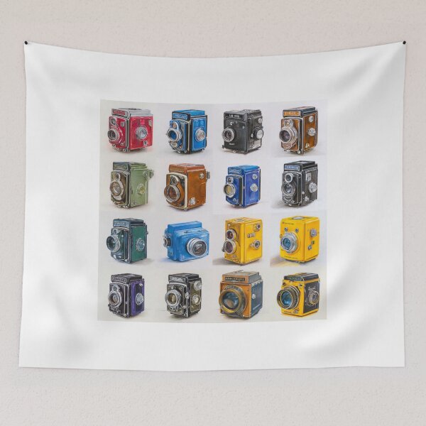 Item preview, Vintage Camera Grid Collection Retro Photography Wall Art for Photographers and Collectors designed and sold by onubi.