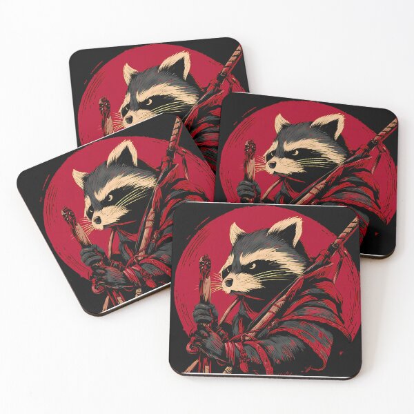 Item preview, Red Black Raccoons Embodying Strength Honor Illustrations designed and sold by ART ATTACK ZONE.