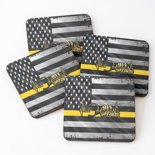 Item preview, 911 Dispatcher Shot Caller – Thin Gold Line American Flag Design designed and sold by artistwill.